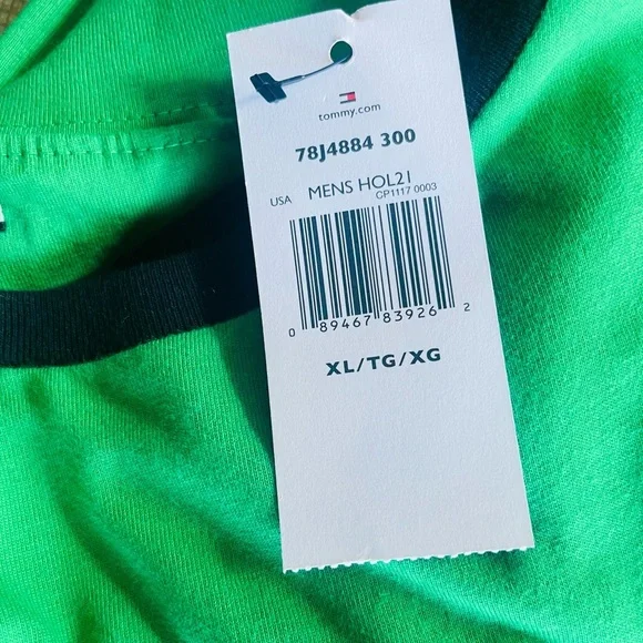 Tommy Hilfiger Men's Long Sleeve Logo T Shirt Green - Picture 5 of 6